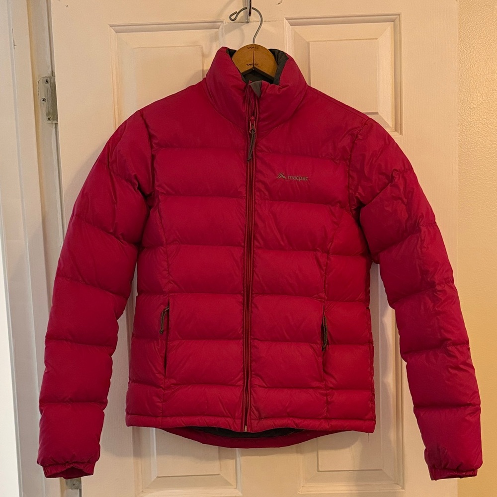 Women’s Macpac Pink Puffy Down Jacket, AU 10, US 6